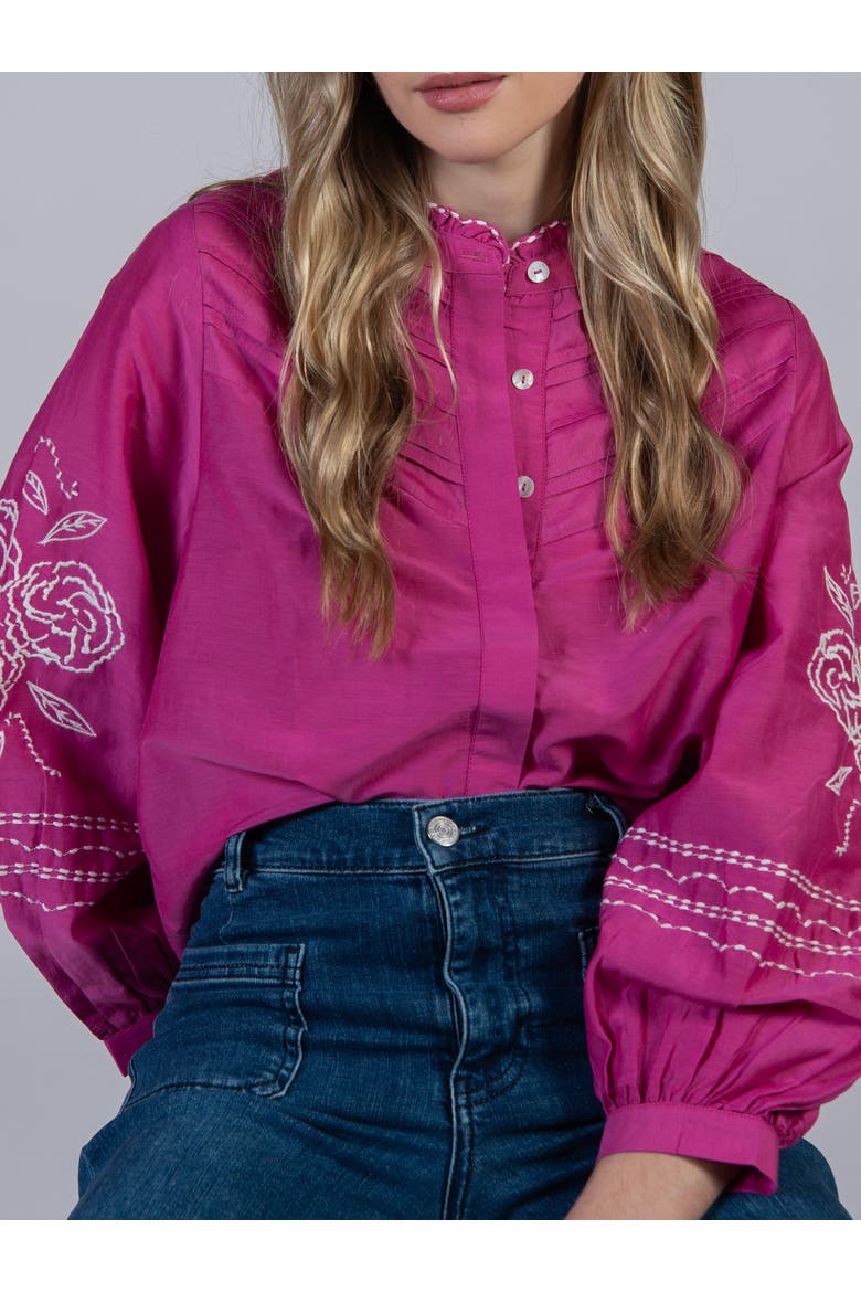 Camellia Silk Cotton Blouse, Alternate, color, Rosehip