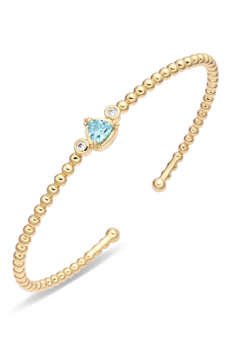 Elizabeth 14k Gold Plated Cubic Zirconia Cuff Bracelet, Main, color, GOLD