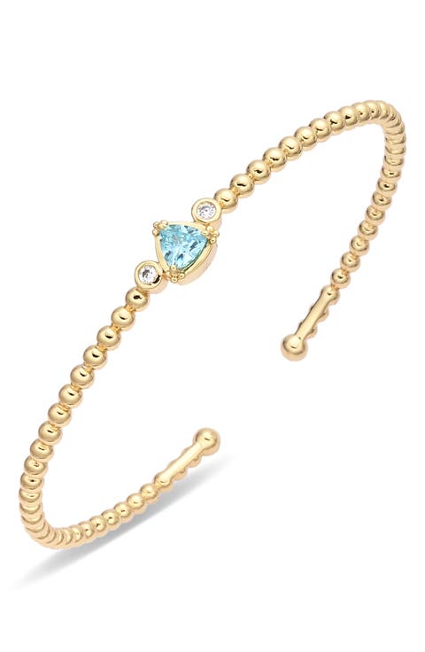 Elizabeth 14k Gold Plated Cubic Zirconia Cuff Bracelet