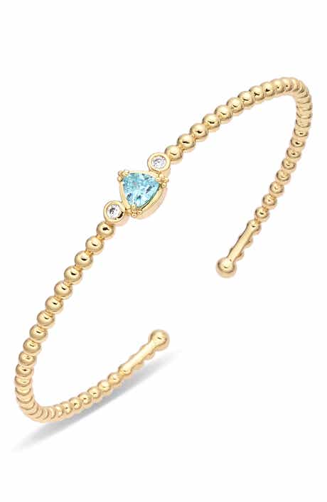 Elizabeth 14k Gold Plated Cubic Zirconia Cuff Bracelet