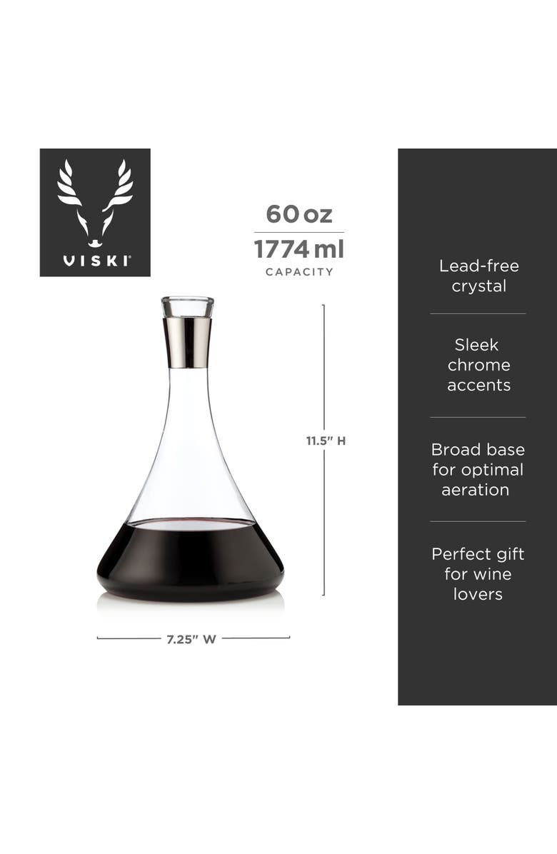 Viski Irving Crystal Decanter with Chrome Rim, Alternate, color, Clear
