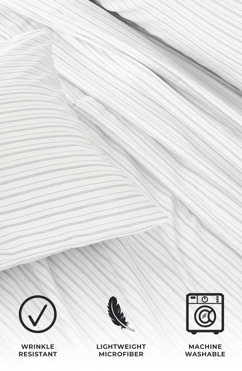 Woven & Weft Stripe Microfiber Sheet Set, Alternate, color, Dark Grey