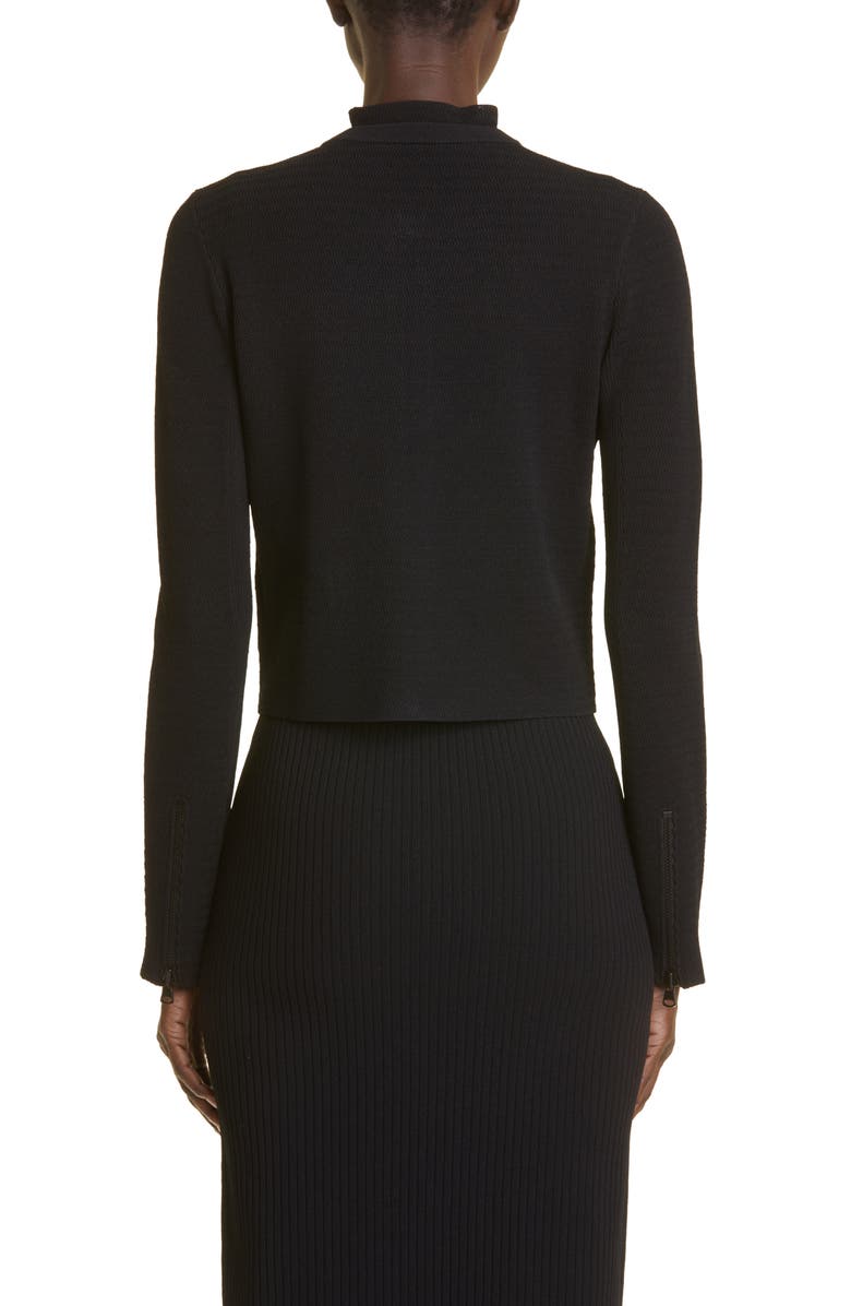 St. John Collection Zip Front Knit Jacket, Alternate, color, Black