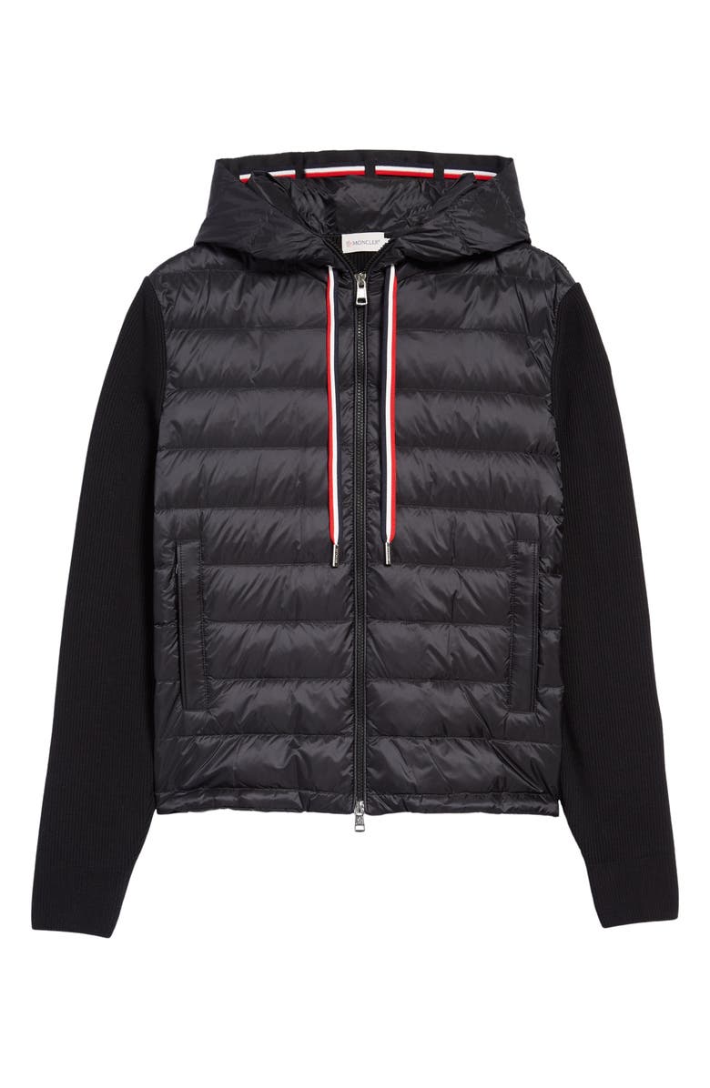 Moncler Quilted Down & Knit Cardigan, Alternate, color, 