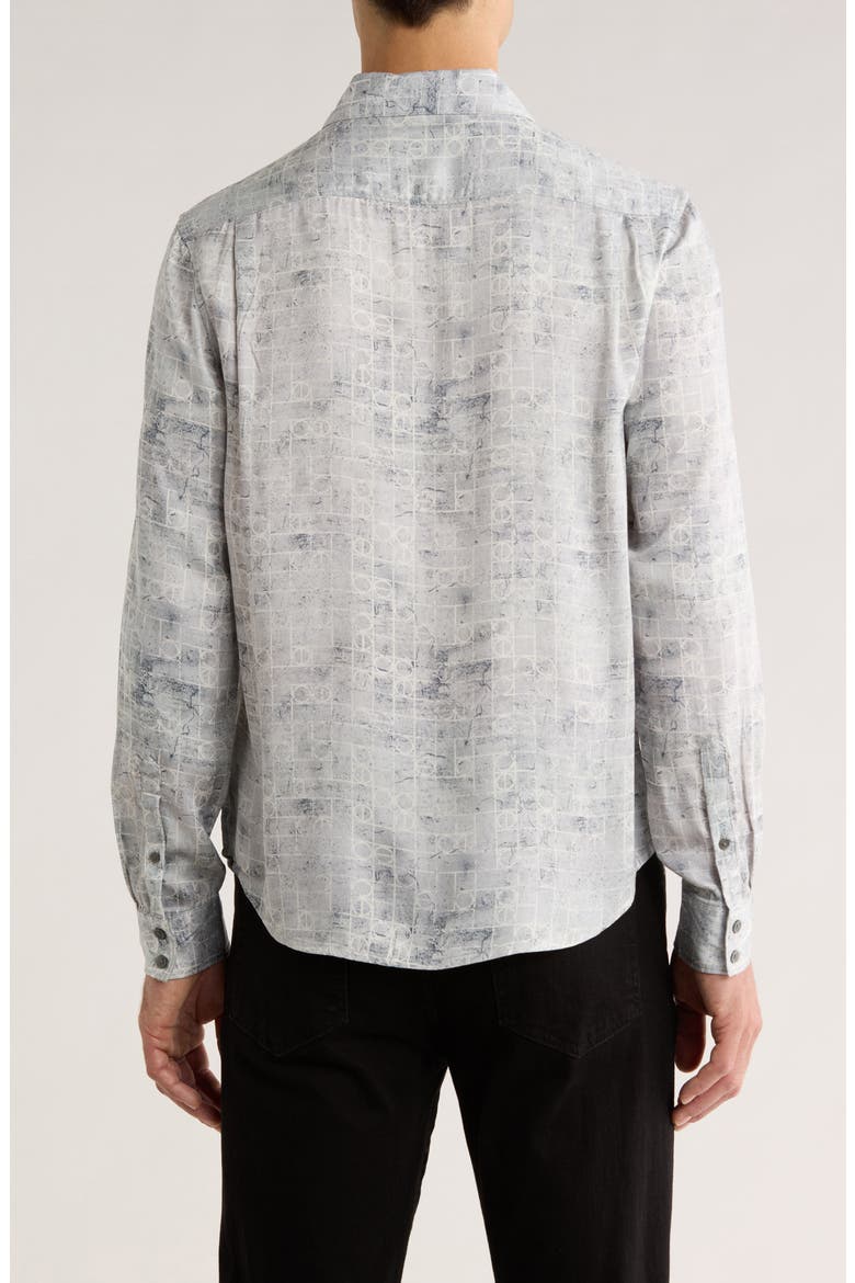 Luca Digital Print Button-Up Shirt, Alternate, color, SMOKED PEARL GREY