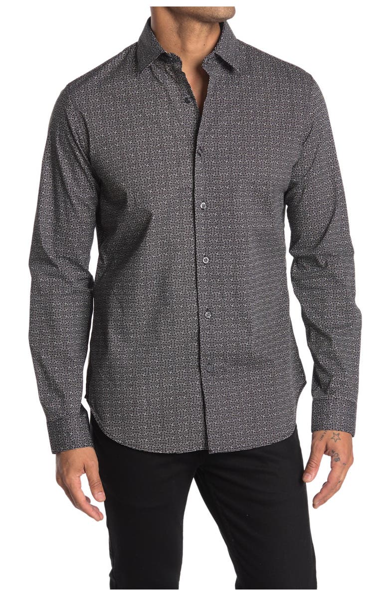 DKNY Maze Print Stretch Dress Shirt, Alternate, color, 