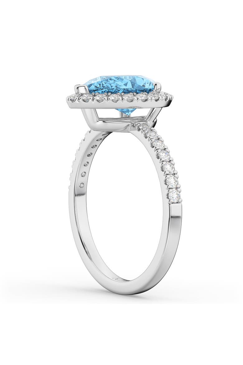 Pear Halo Blue Topaz & Diamond Engagement Ring 14K Gold, Alternate, color, 1.91ct/White Gold