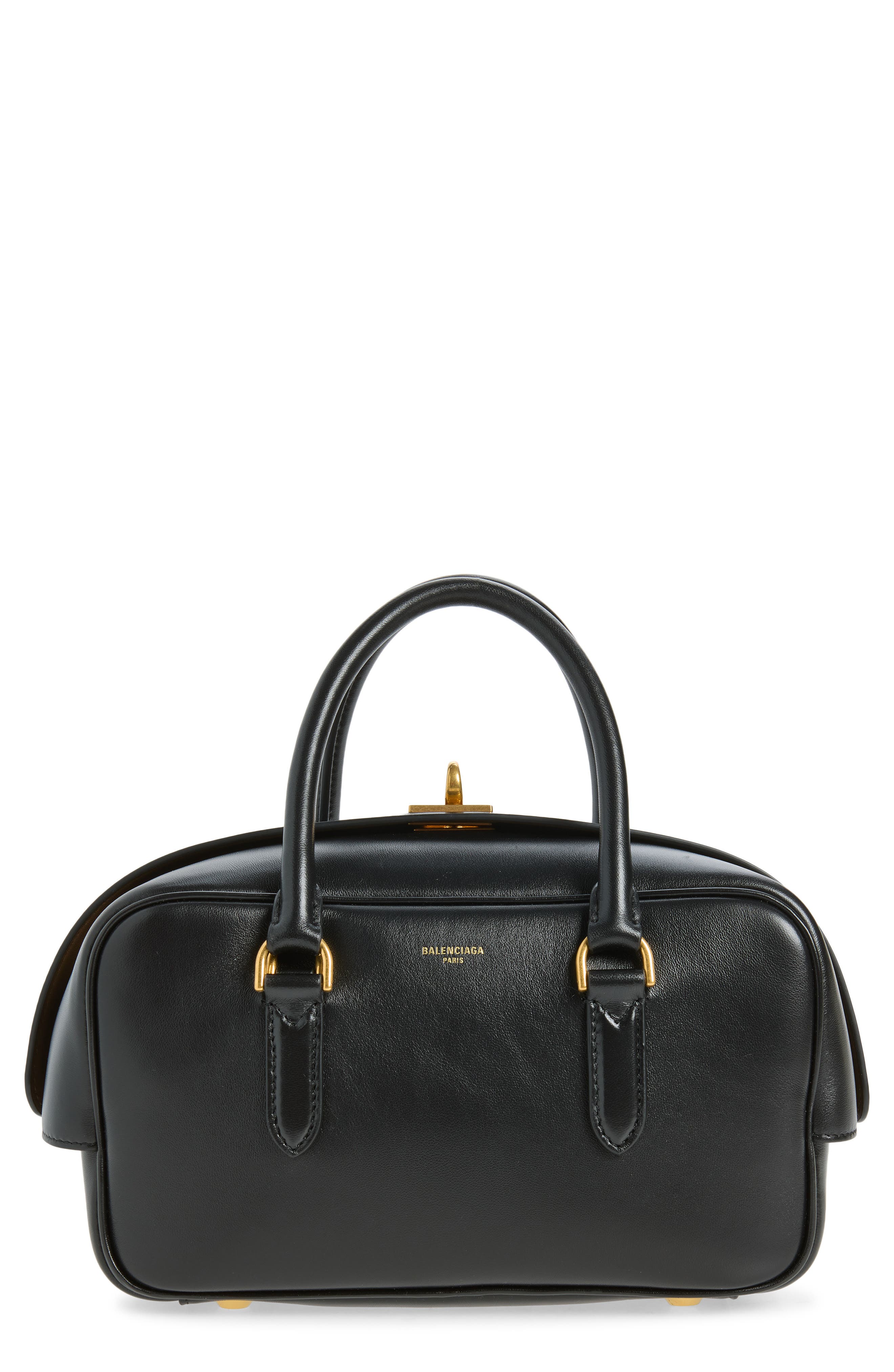 Small Le 7 Leather Bowling Bag, Main, color, 1053 BLACK/ MUSCADE
