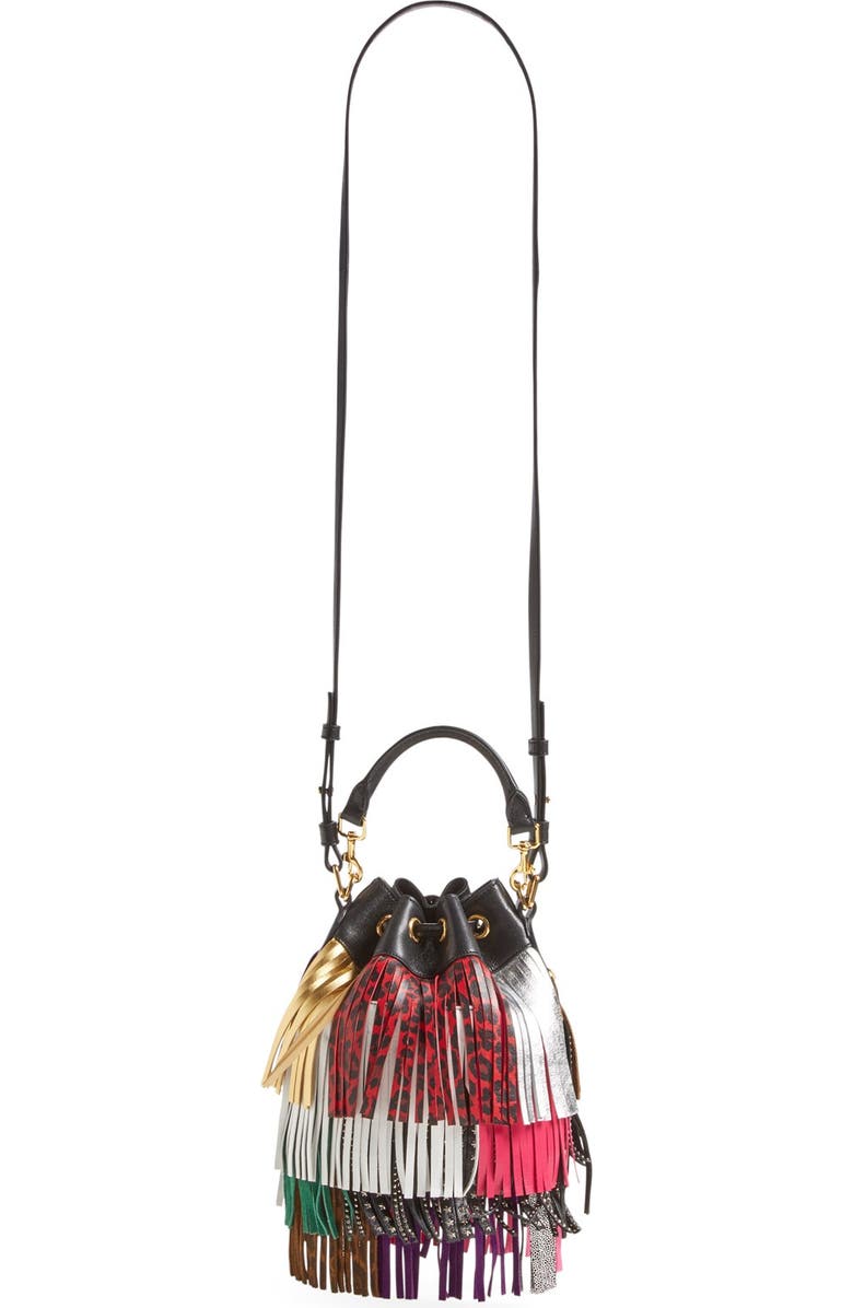 Saint Laurent 'Emmanuelle' Suede Fringe Bucket Bag, Alternate, color,