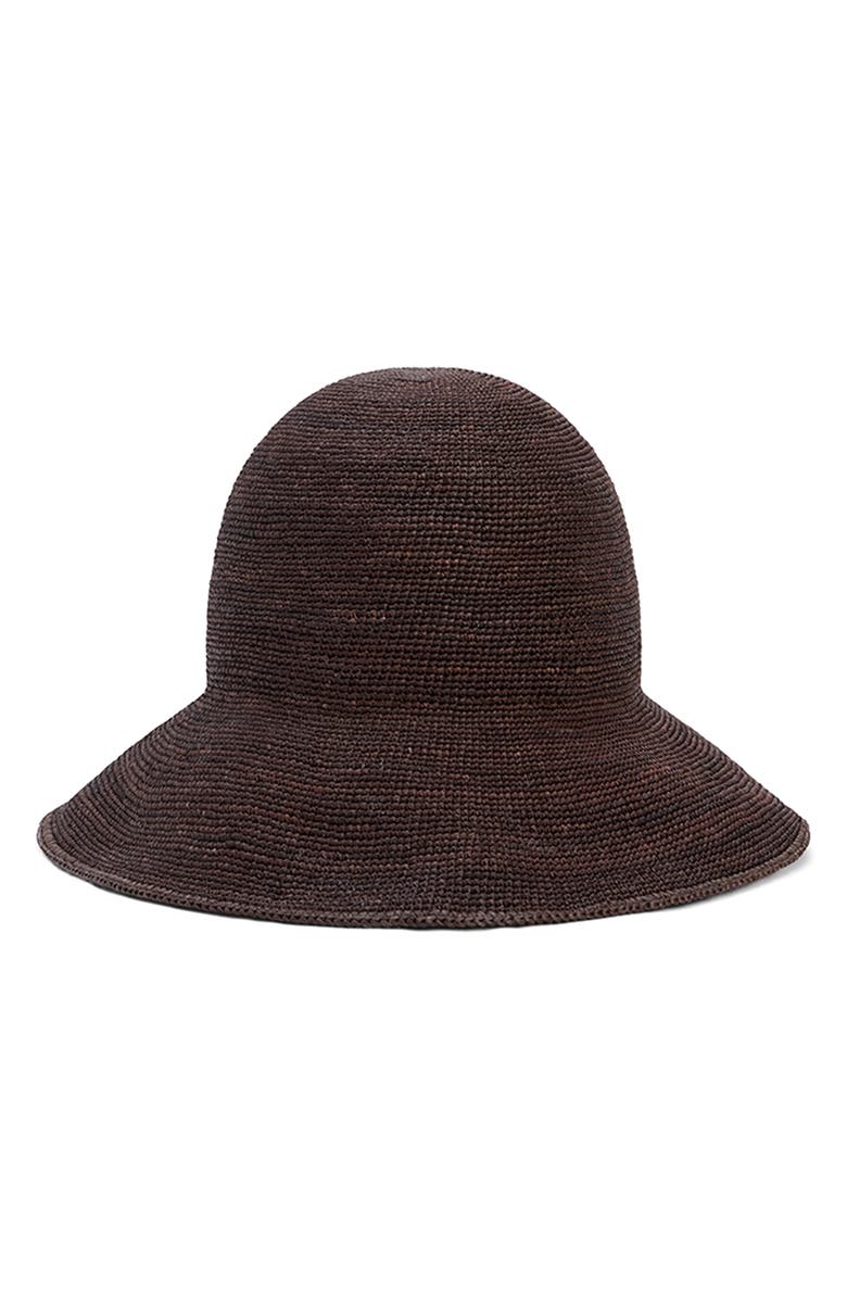 Janessa Leoné Teagan Raffia Bucket Hat, Alternate, color, Chocolate