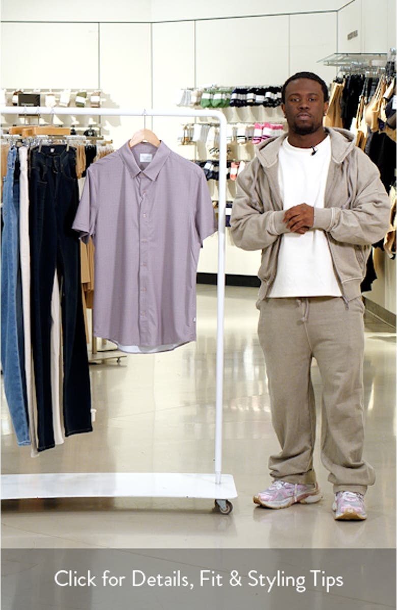 Ludlow Geo Print Short Sleeve Stretch Button-Up Shirt, sales video thumbnail