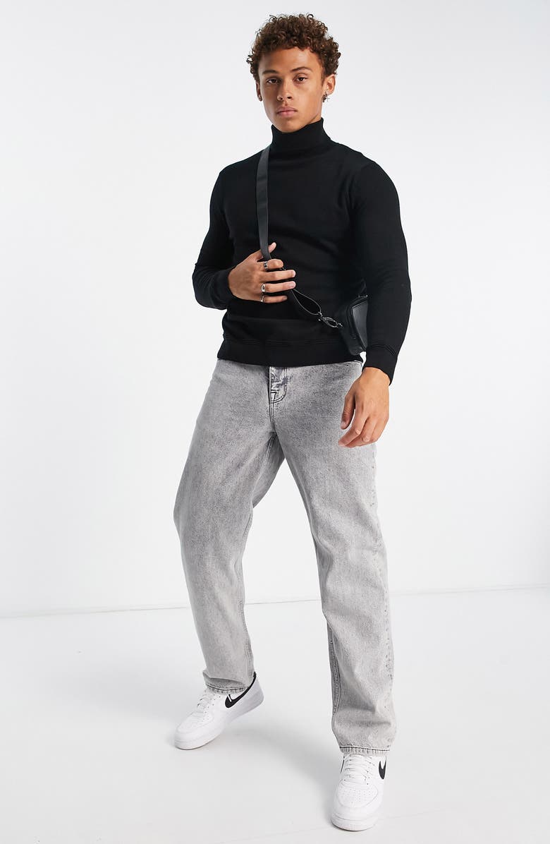Topman Solid Cotton Turtleneck, Alternate, color,