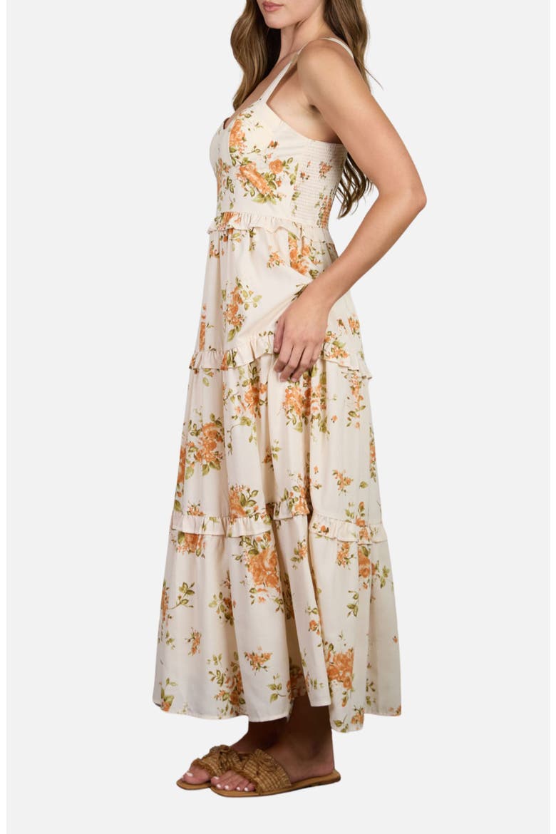 Floral Corset Ruffle Tiered Dress, Alternate, color, CREAM MULTI