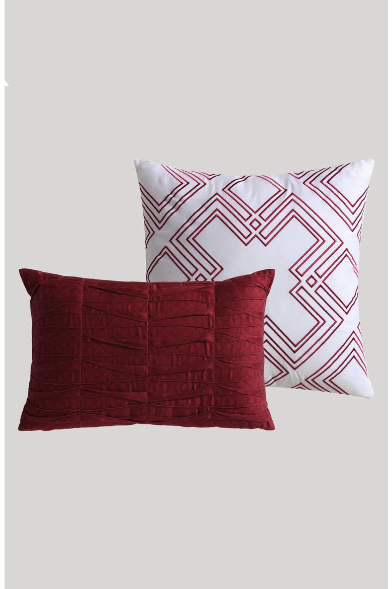 Magenta Floral Print 5-Piece Cotton Reversible Comforter Set, Alternate, color, RED