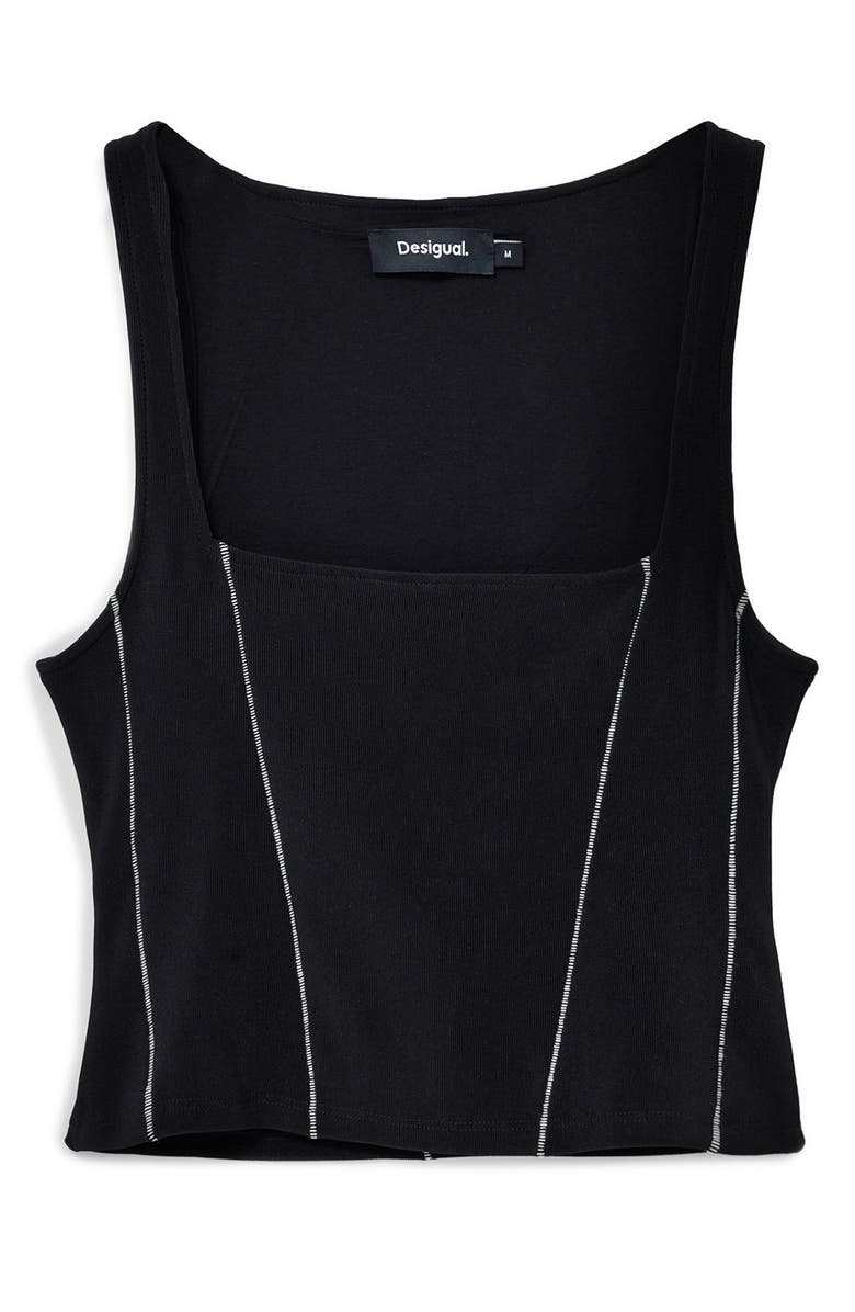 Desigual Exposed Seam Crop Tank, Alternate, color, Black