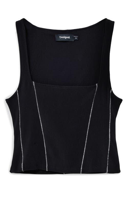 Desigual Exposed Seam Crop Tank In Black