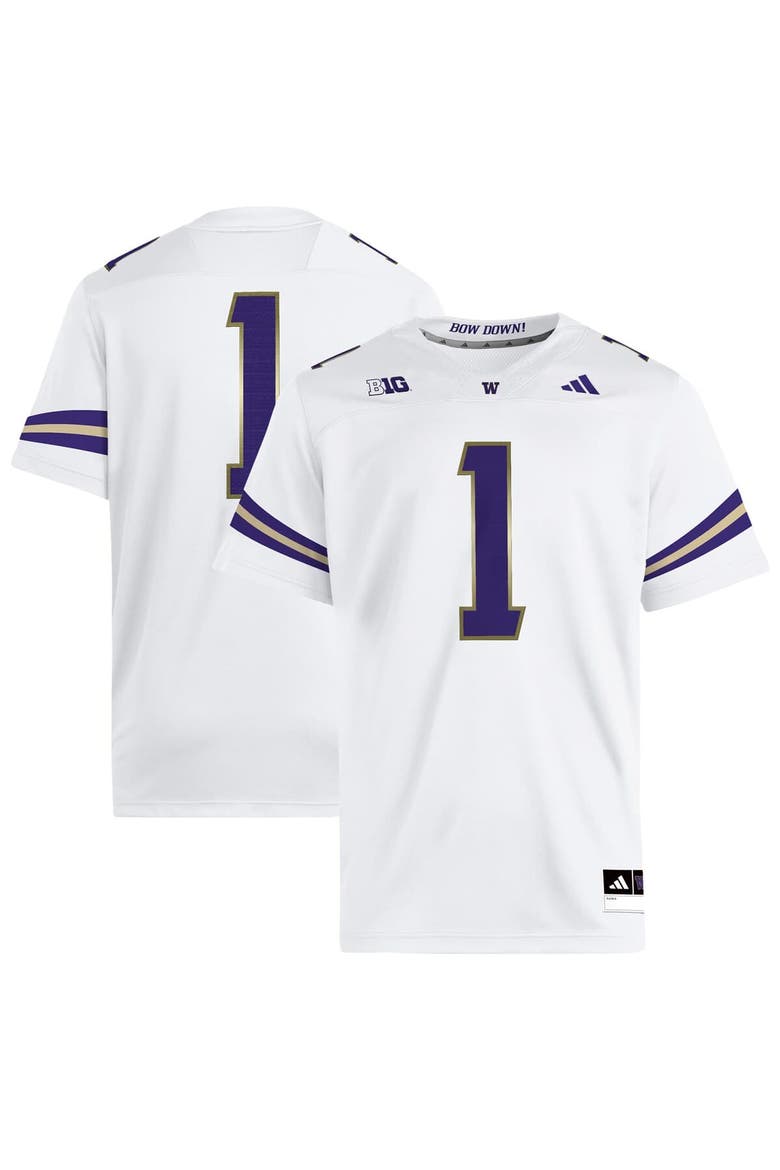 Men's adidas #1 White Washington Huskies Premier Jersey, Main, color, White