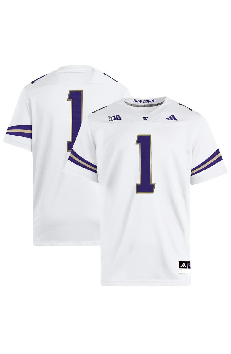 adidas Men
s adidas #1 White Washington Huskies Premier Jersey, Main, color, White