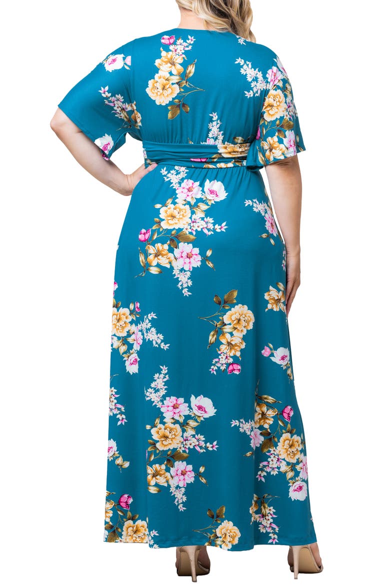 Vienna Maxi Dress, Alternate, color, TEAL FLORAL PRINT