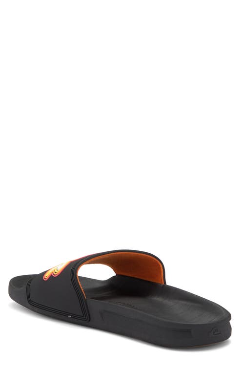 Quiksilver Rivi Wordmark Slide Sandal In Black/yellow