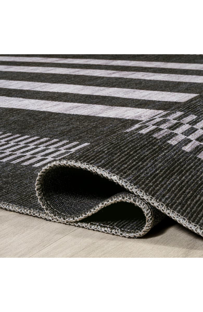 JONATHAN Y Vichy Geometric Striped Machine-Washable Area Rug, Alternate, color, Black/Ivory