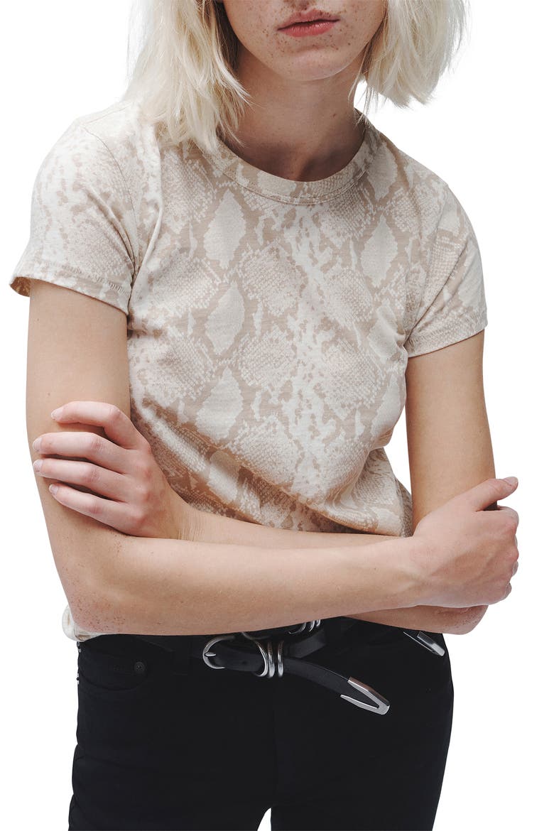 Snakeskin Print Cotton Crewneck T-Shirt, Alternate, color, SNAKE PRINT