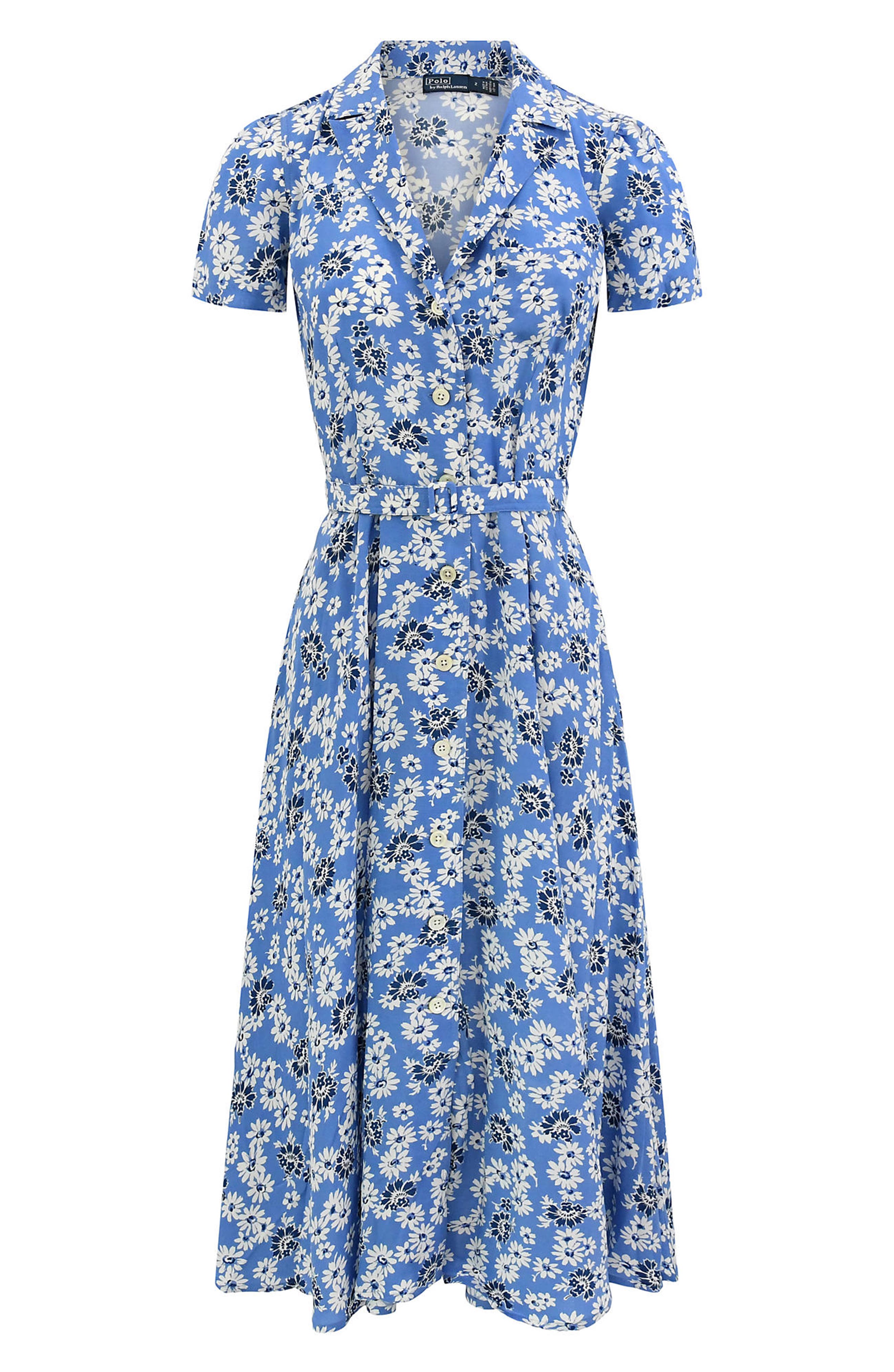Polo Ralph Lauren Hampton Floral Crepe Midi Shirtdress (Women