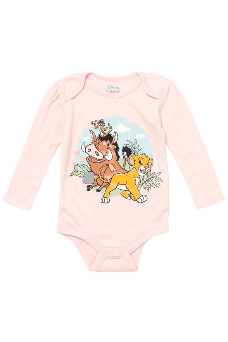 Lion King 5-Pack Long Sleeve Bodysuits, Alternate, color, Simba Nala Pink Multi