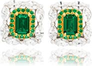 SUZY LEVIAN Sterling Silver Emerald Cut CZ Stud Earrings