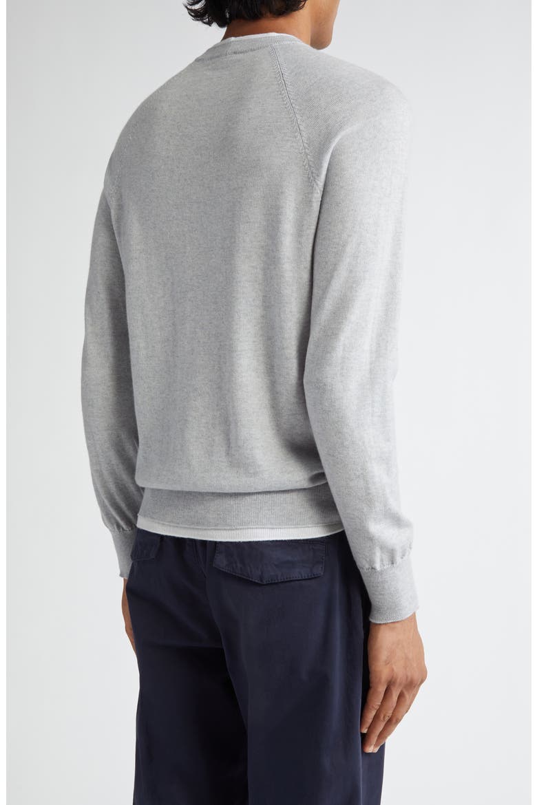 Raglan Sleeve Virgin Wool Sweater, Alternate, color, LIGHT GRAY AND IVORY