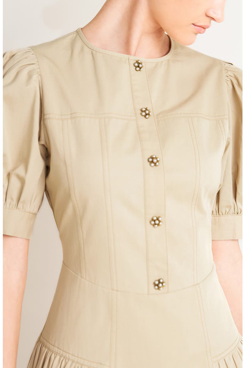Solid Midi Dress, Alternate, color, KHAKI