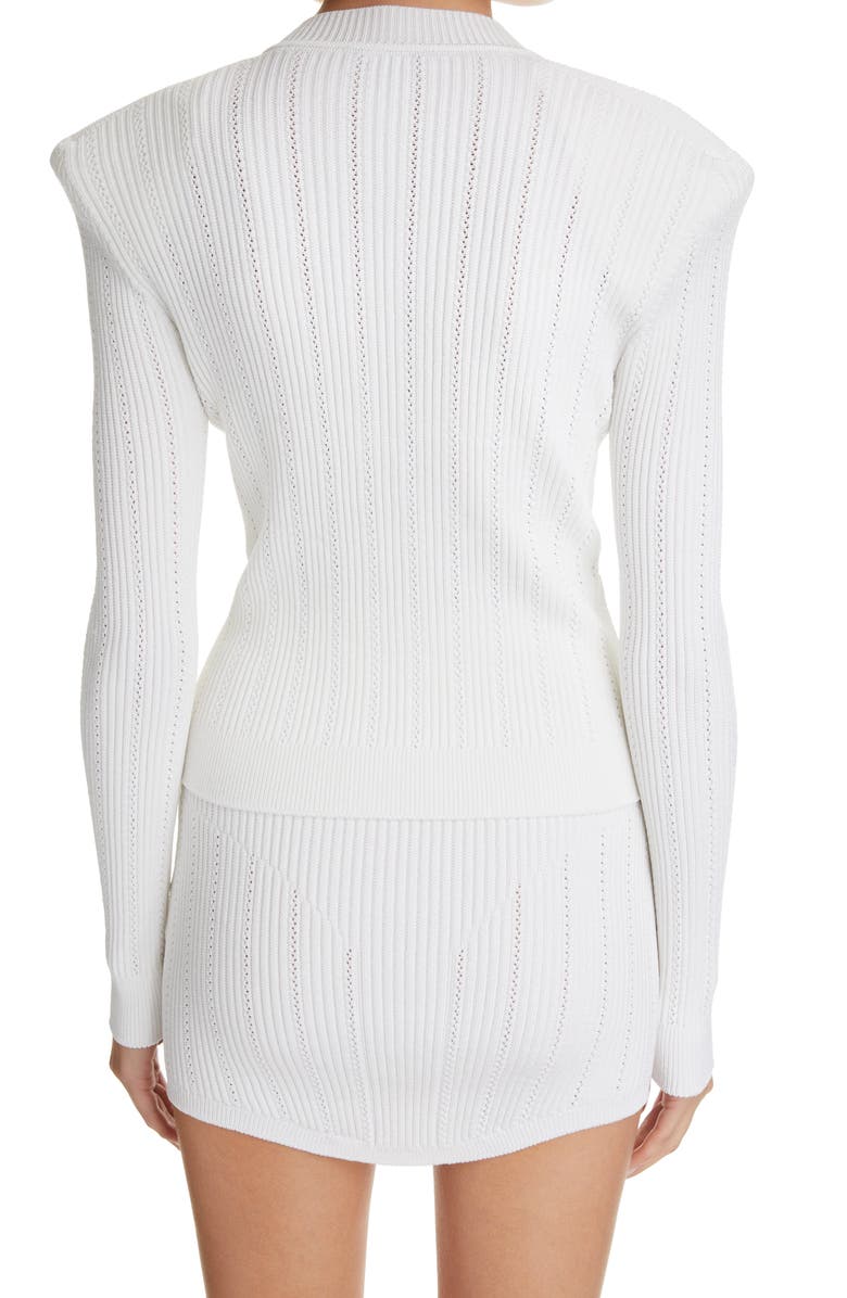 Balmain Pointelle Rib Cardigan, Alternate, color, 