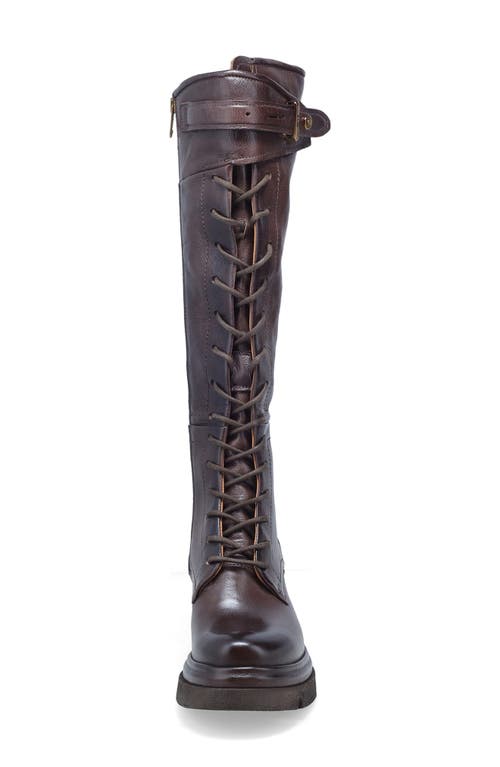 As98 A.s.98 Edison Lace-up Knee High Boot In Brown