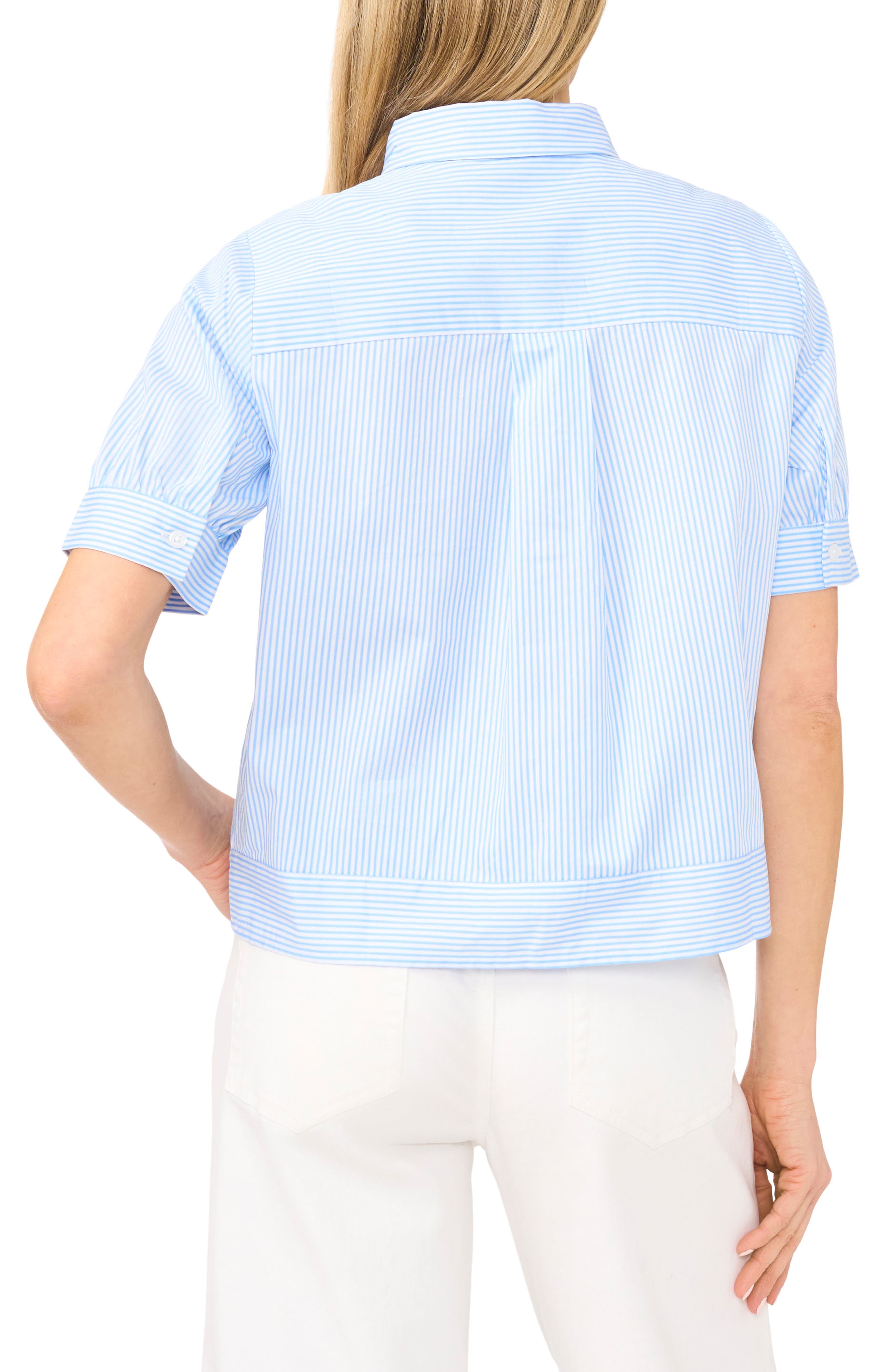 Stripe Puff Sleeve Button-Up Shirt - image 4