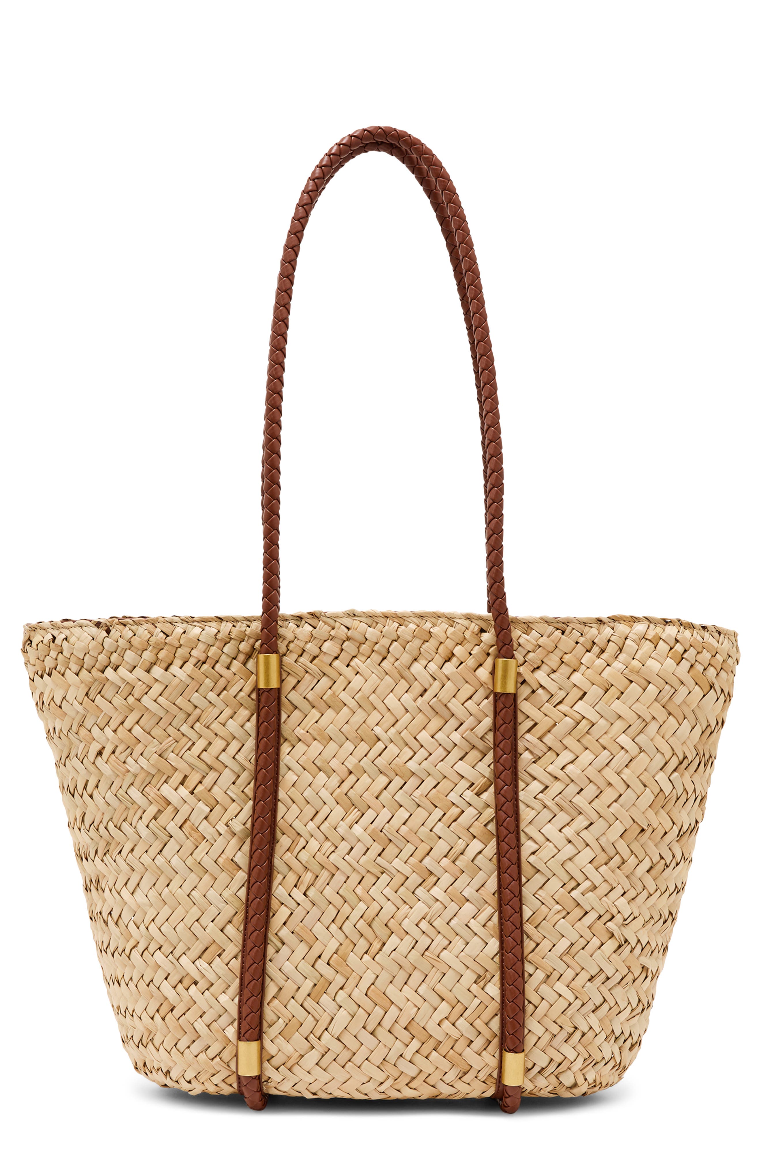 Reiss Rubina Raffia Effect Braided-Strap Tote, Main, color, Natural