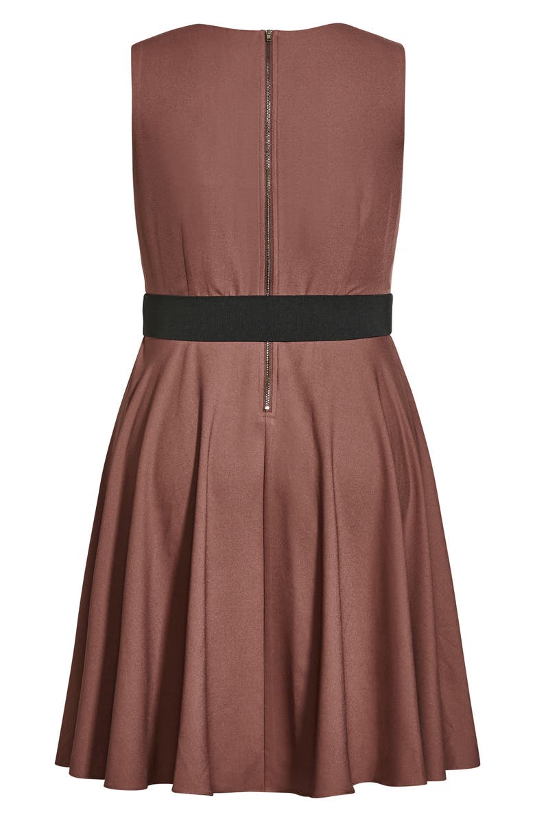 City Chic Veronica Belted Sleeveless A-Line Dress, Alternate, color, Amaretto