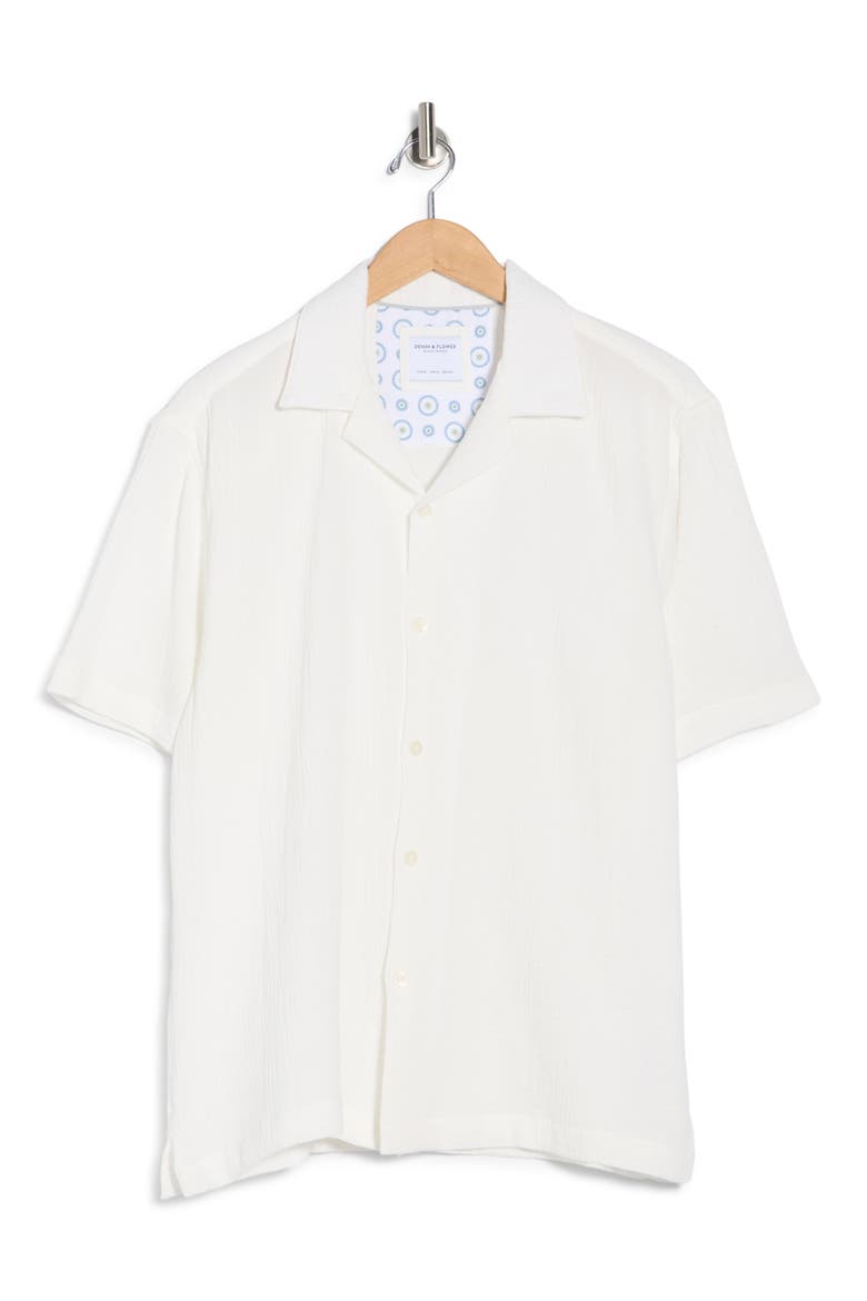 Textured Short Sleeve Shirt, Alternate, color, OFF WHITE