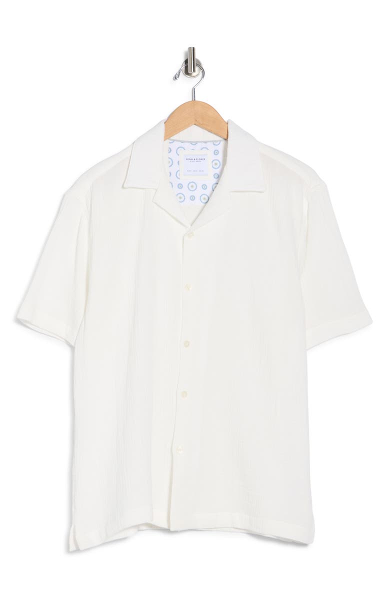 DENIM AND FLOWER Textured Short Sleeve Shirt, Alternate, color, Off White