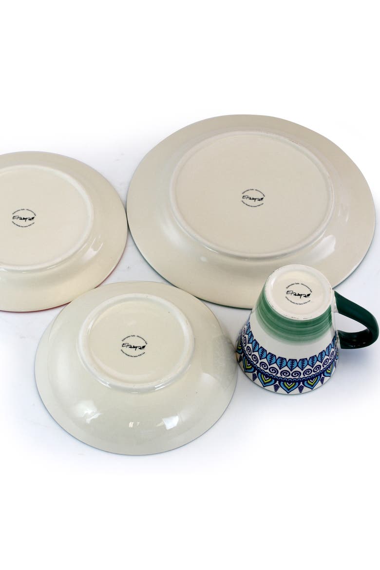 Mozaik 16 Piece Stoneware Dinnerware Set, Alternate, color, Green