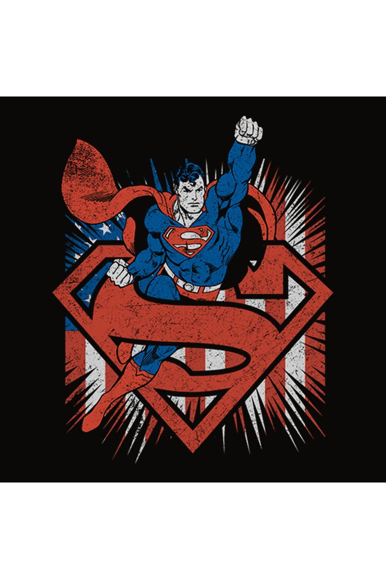 Junior's Superman Festive Pose  Tank Top, Alternate, color, Black