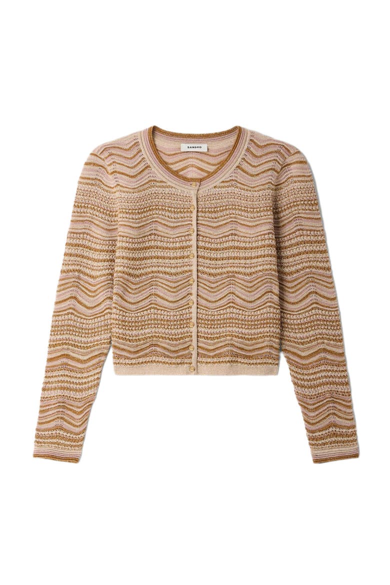 Decorative knit cardigan, Alternate, color, Brown