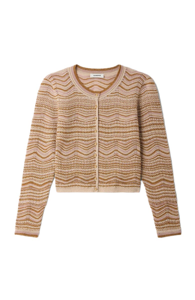 SANDRO Decorative knit cardigan, Alternate, color, Brown