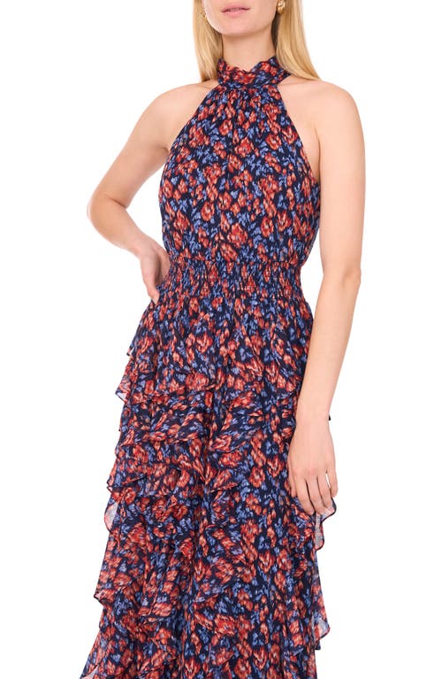 1.state Floral Cascading Flounce Maxi Dress In Blue