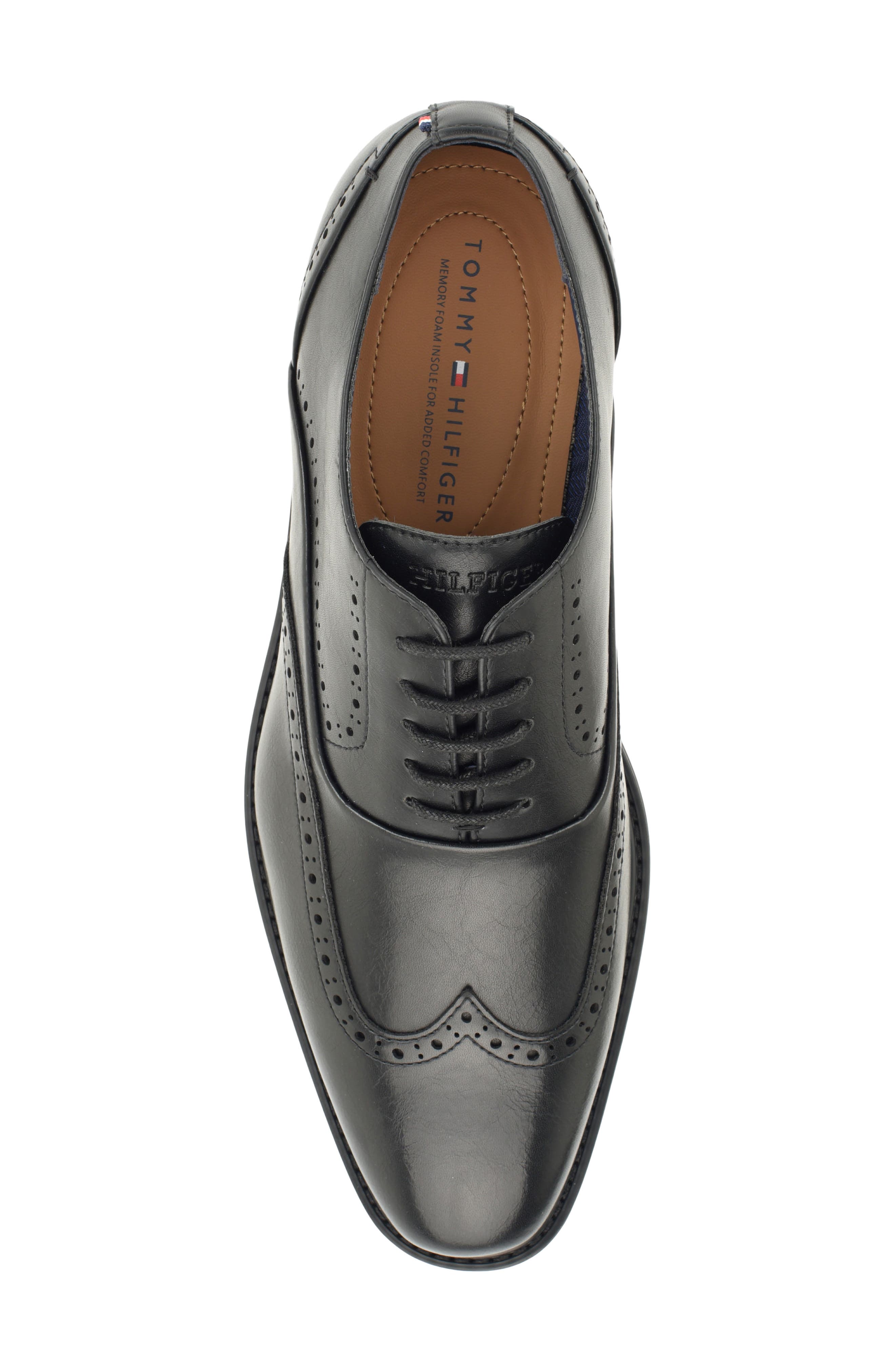 Cohan Faux Leather Wingtip Oxford, Alternate, color, BLACK