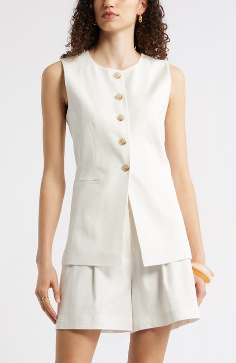 Linen Blend Longline Vest