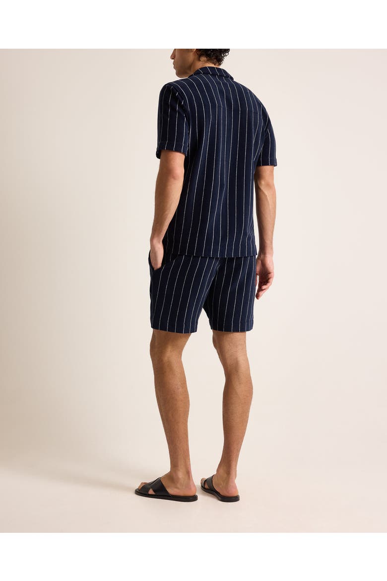 Trevone Towelling Classic Fit Stripe Towelling Sweat Shorts, Alternate, color, NIGHT IRIS/WHITE SAND