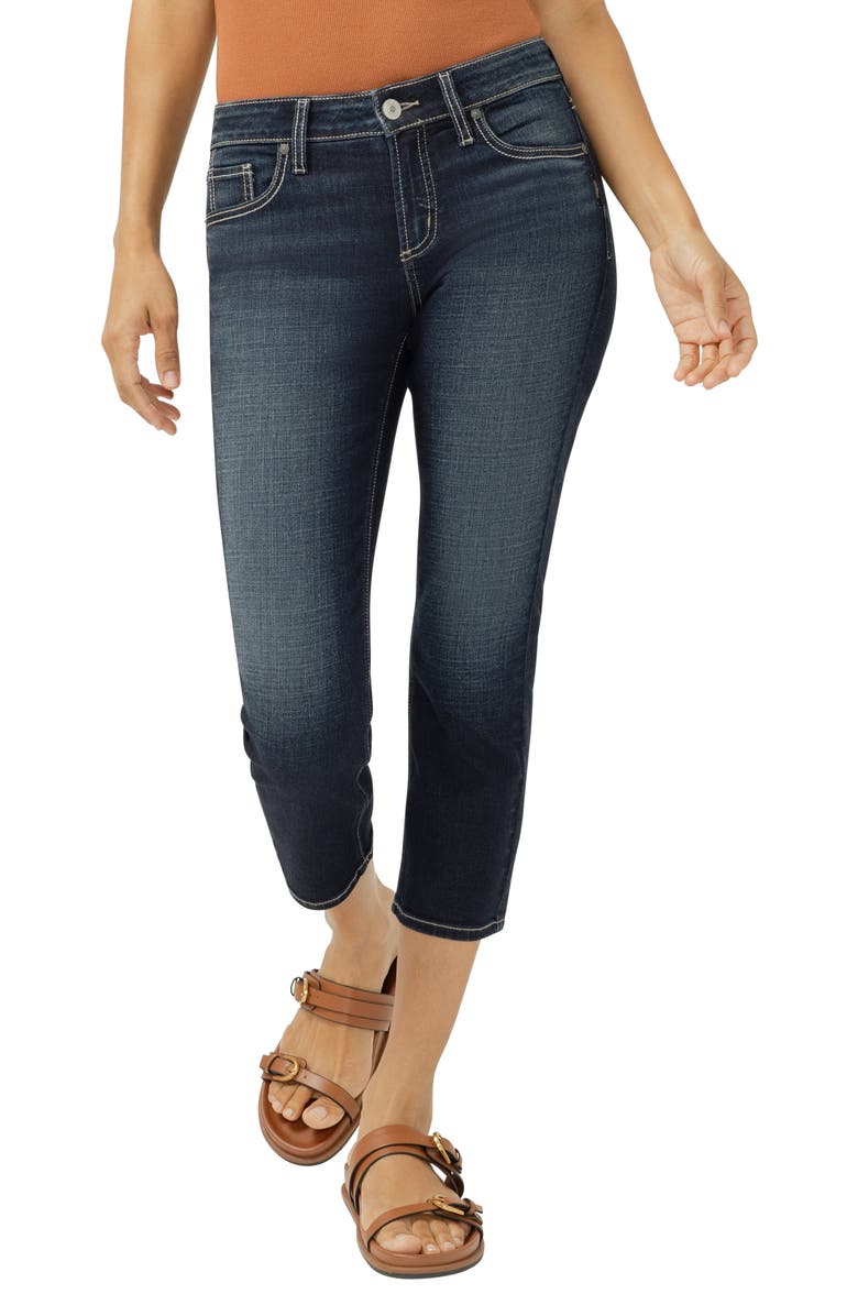 Silver Jeans Co. Elyse Curvy Mid Rise Capri Jeans, Main, color,