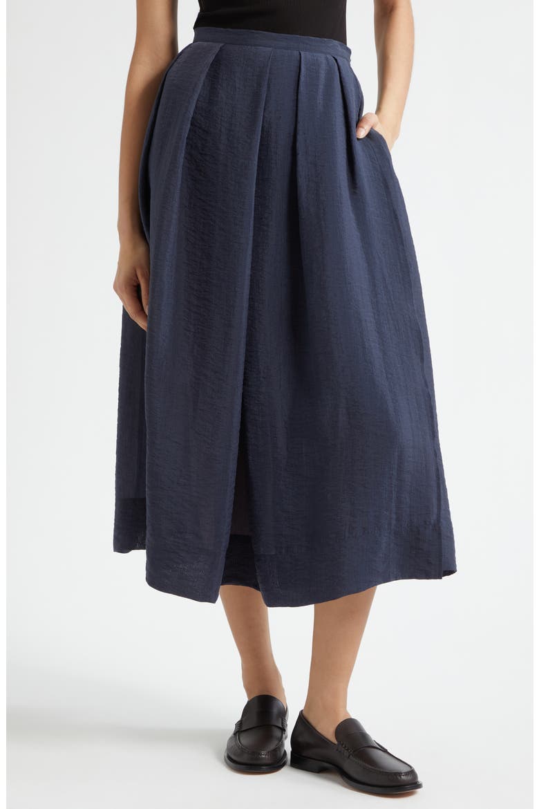 Techno Crepe Midi Skirt, Main, color, NAVY