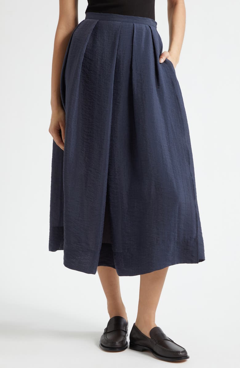 Emporio Armani Techno Crepe Midi Skirt, Main, color, Navy