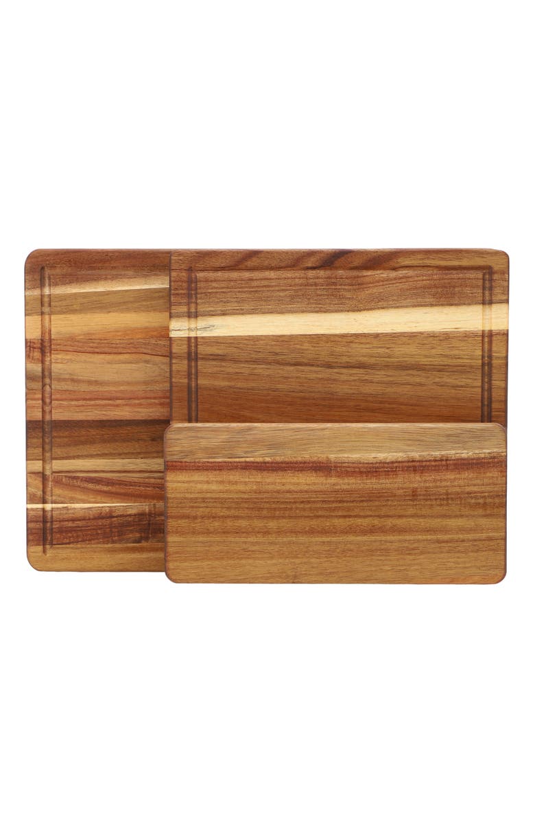 Megachef 3 Piece Acacia Wood Cutting, Prep and Serving Boards, Alternate, color, Acacia